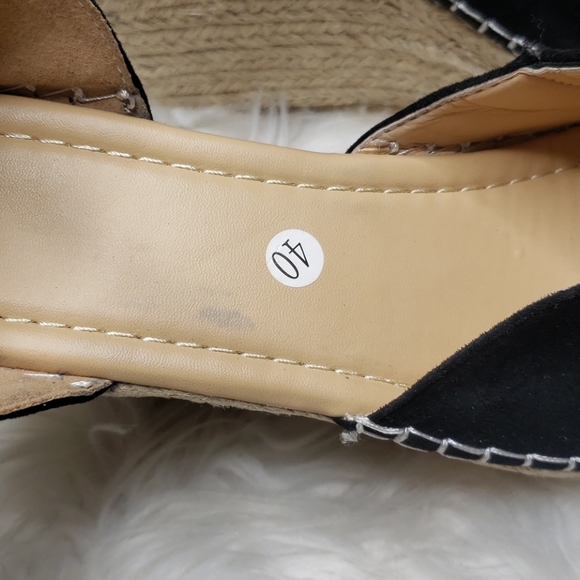 Blqck Platform Open Toe Espadrilles Wedge Heels strap - Picture 5 of 10